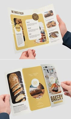 two hands holding an open bakery brochure