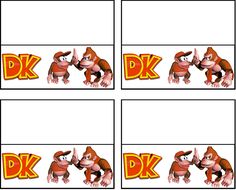 four different pictures of donkey kong characters with the letters dk and k on them