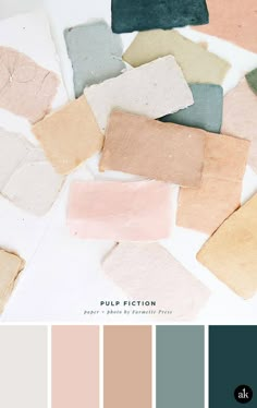 the color palette is pale, peach and green