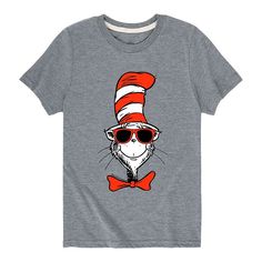 Give him a fun new look with this Dr. Seuss The Cat In The Hat Cool Shades boys' graphic tee. Give him a fun new look with this Dr. Seuss The Cat In The Hat Cool Shades boys' graphic tee. Crewneck Short sleevesFABRIC & CARE Heathered: cotton, polyester; Solid: cotton Machine wash Imported Size: Small. Color: Grey. Gender: male. Age Group: kids. Dr. Suess Shirts, Dr Seuss T Shirts, Daycare Outfits, Dr. Seuss Shirts, Dr Seuss Shirts, Dr Seuss Hat, Boys School Outfits, Cool Shades, The Cat In The Hat