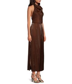 Gianni Bini Dorinda Bonded Lame Mock Neck Sleeveless Sheath Maxi Dress | Dillard's Sleeveless Midi Dress For Fall Cocktail Events, Gianni Bini, Dillard's, Mock Neck, Maxi Dress, Clothes