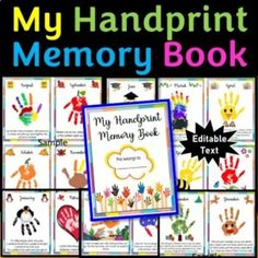 the handprint memory book with pictures of hands and fingers