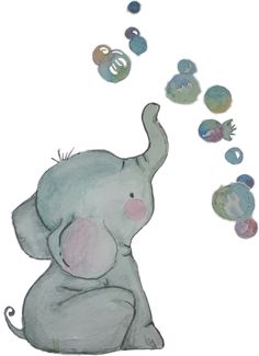 an elephant is playing with bubbles in the air