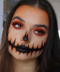 45+ Horrifying Halloween Makeup Ideas for Women - HubPages Scary Makeup Ideas Easy, Cute Halloween Makeup Looks Easy Pumpkin, Pumpkin Face Halloween Makeup, Pumpkin Clown Costume, Easy Pumpkin Face Makeup, Halloween Pumpkin Makeup Easy Diy, Pumpkin Halloween Costume Makeup, Jack O Lantern Makeup Pretty