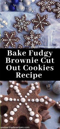 some brownies are decorated with white frosting and snowflakes on the top