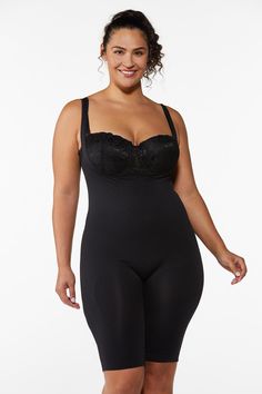 This lightweight shaping bodysuit features an openbust to support your bra and a seamless stretch fabric that sculpts the back tummy hips and thighsAll over smoothing and added control in hips and thighs90 nylon 10 spandexHand washImported Shaping Bodysuit, Womens Clothing Stores, Black Bodysuit, Sleeveless Formal Dress, Clothing Store, Plus Size Outfits, Stretch Fabric, Bodycon Dress, Hand Wash