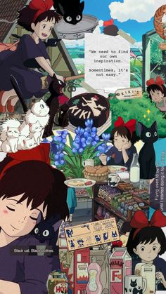 an image of people surrounded by cats and flowers