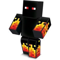 an image of a black and yellow minecraft figure that looks like it's made out of paper