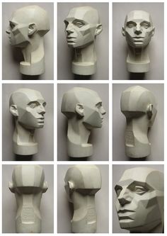 many different angles of the head of a person