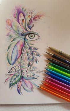 an artistic drawing with colored pencils and markers