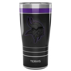 the nfl tumbler cup is black and purple