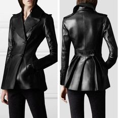 Women Slim Blazer Double-breasted Leather Jacket Tailored Collar Trench Occident | eBay Jackets Vintage, Slim Blazer, Leather Coat Jacket, Cocktail Jacket, Womens Jackets, Types Of Jackets, Vintage Leather Jacket, Genuine Leather Jackets, Leather Dresses