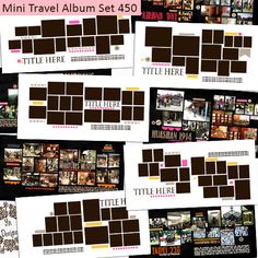 the mini travel album set 450 is shown in brown and pinks, with different images