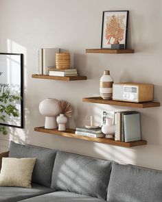 Living Room Decor Ideas Floating Shelves Above Sofa, Picture Frames Wall Decor, Fashion Decor Bedroom, Frames Wall Decor, Picture Frames Wall, Sofa Wall Decor, Floating Shelves Wall, Shelf For Living Room