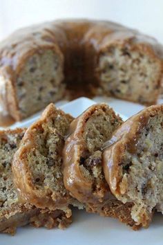 there is a bundt cake with icing on it