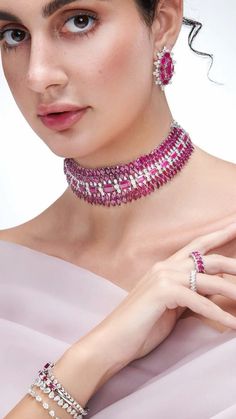 Perls Jewellery, Stones Necklace, Colour Stone, Bangles Jewelry Designs, Diamond Necklaces, Neck Piece, Crown Jewels, Gem Stones