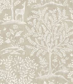 a wallpaper with trees and animals on it