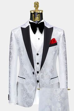 Elegant White Single-breasted Set, White And Silver Tuxedo, Silver Tuxedo, Tuxedo Suit, Suit Shop, Wedding Suits, Gentleman, Next Level, Wardrobe