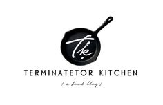 a black frying pan with the words terminatetor kitchen on it's side