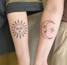 two people with matching tattoos on their arms