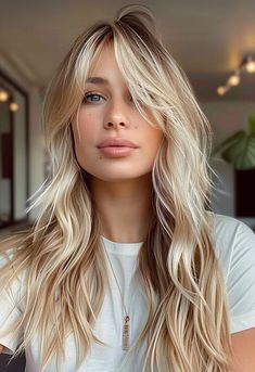 Long Fine Hair, Blonde Layered Hair, Blonde Haircuts, Blonde Hairstyles, Blonde Hair Inspiration, Blonde Hair Looks, Long Blonde, Haircuts For Long Hair