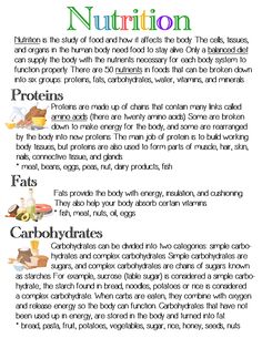 an info sheet describing the benefits of nutrition and how to use it in your diet