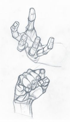 two drawings of hands holding something in one hand