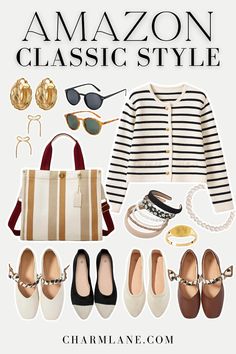 Read the full post on CharmLane.com for some classic fashion outfit ideas you'll love for classic style lovers! Old Money Outfit Amazon, Old Money Amazon Finds, Chic Capsule Wardrobe, Aesthetic Amazon, French Women Style