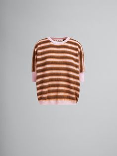 Half-sleeve jumper with horizontal stripes, knitted from a light combination of virgin wool and brushed mohair. Loose slouchy fit with wide ribbed cuffs. Brushed Mohair, Flat Heel Boots, Heel Accessories, Trunk Bag, Women Essentials, Lacing Sneakers, Boot Accessories, Horizontal Stripes, Small Leather Goods