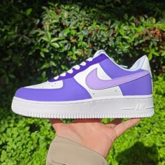 The Purple Custom Air Force 1 features a unique and eye-catching look with its all-purple finish. It features the iconic Nike swoosh and comes with an extra set of matching laces for an even more stylish look. This fashionable sneaker is perfect for any occasion. Exactly as shown in the pictures. 📷 Brand New & Authentic. 💯 Hand Painted with attention to detail. 👨‍🎨 Waterproof and Flexible. ❤️ Unisex model. Please refer to the Size Chart. 👟👫 Free Worldwide Shipping. ✈️🌍