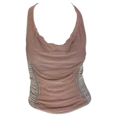 Presenting a blush Gucci racerback tank top, designed by Tom Ford. From the Fall/Winter 2003 collection, this cowl neck sleeveless top features a tulle mesh panel at the front and down the back. The top is made complete with a quilted silvery satin detail on either side. Simple and chic, this Gucci by Tom Ford top is the perfect elevated take on a closet staple. Approximate measurements: Size - removed 28" - 33" bust 26" - 31" waist 18" shoulder to hem 21" total length Chic Gucci Luxury Tops, Sheer Gucci Top, Luxury Gucci Elegant Tops, Luxury Sleeveless Gucci Tops, Black Gucci Top For Party, Fitted Gucci Top For Night Out, Tom Ford Top, Gucci By Tom Ford, 00s Style