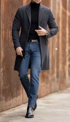 Winter Outfits For Men, Outfits Quotes, Herren Style, Outfits For Men, Winter Fashion Coats, Stylish Men Casual, Coat Outfit, Mens Casual Dress Outfits