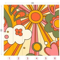 an image of flowers and clouds with numbers on the bottom right hand corner, which is divided into four sections