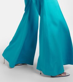 Find NINA RICCI High-rise Satin Flared Pants on Editorialist. Material: 74% acetate, 26% viscose. Care instructions: dry clean. Made in Romania. Designer color name: Bleu. Material II: 100% viscose. Closure: zipper, hook fastening. Spring Viscose Wide-leg Pants, Spring High-waisted Wide Leg Viscose Pants, Spring Viscose Wide Leg Bottoms, Spring Wide Leg Viscose Bottoms, Spring Viscose Wide-leg Bottoms, Chic Full-length Wide Leg Viscose Pants, Chic Full Length Wide Leg Viscose Pants, Chic Full Length Viscose Wide Leg Pants, Spring Silk Straight Leg Pants