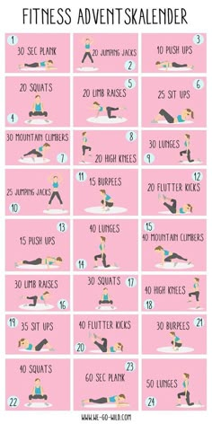 the 25 minute workout plan for beginners is shown in pink and white, with instructions to