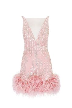 Buy Fabulous mini dress on straps adorned with crystals and feathers at Milla Dresses. Wide size range from XXS to XXL. FREE shipping across the USA. Return in 30 days. Pink Sparkly Feather Dress, Mystery Outfit, Milla Dresses, Celeb Outfits, Rich Outfits, Fun Dresses, Mini Party Dress, Pink Palette, Sleeves Style