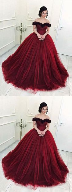 Burgundy sweetheart tulle long prom gown, burgundy evening dress Off The Shoulder Formal Dress, Burgundy Ball Gown, Customized Dress, Formal Dress Long, Prom Dresses Off The Shoulder, Burgundy Evening Dress, Sweet 15 Dresses, Prom Dresses 2018, Tulle Evening Dress