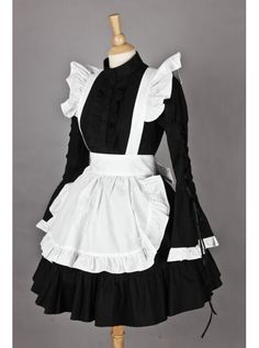 Long Sleeves Lovely Cotton Cosplay Maid Costume Maid Outfit Cosplay, Cosplay Maid, Skirt Apron, Drawing Male, Outfit Drawing, Body Skirt, Maid Cosplay, Maid Outfit, Maid Dress