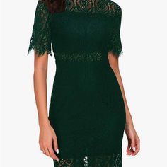 Size 10 Jewel Green Green Lace Dresses, Dress Women Elegant, Casual Evening, Cocktail Party Dress, Lace Hem, Cocktail Dress Lace, Green Lace, Party Dresses For Women, Sheer Lace