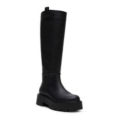 Wide Calf Black Boots, Chunky Black Calf Boots, Black Wide Calf Boots With Chunky Platform, Boots With Leggings, Fitted Black Calf Leather Platform Boots, Tall Black Boots, Winter Black Knee-high Boots With Lug Sole, Knee-high Platform Boots With Wide Calf And Lug Sole, Black Knee High Boots