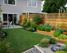 an image of a backyard with lots of plants in the yard and landscaping around it