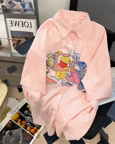 Taken from stashally user @oasis. Shirt for my family Korean Casual Outfits, Honey Bear, Cute App, Niche Design, Branded Shirts, Plaid Shirt, Spring Summer Outfits, Button Up Shirts