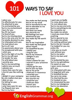 an english love poem with the words 101 ways to say i love you