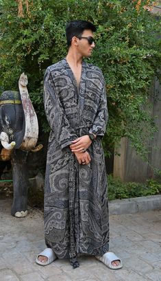 Mens Silk Robe, Black Silk Robe, Men Dressing, Robe For Men, Mens Dressing Gown, Robe Sleepwear, Silk Robe Long, House Coat, Silk Kimono Robe