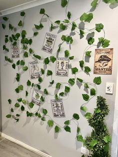 some green plants are growing on the wall