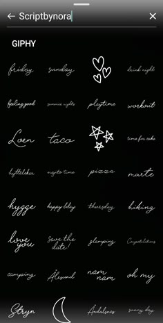 an iphone screen with different types of writing on it, including the words and symbols