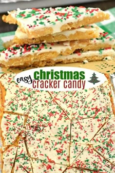 christmas cracker candy is stacked on top of each other with sprinkles