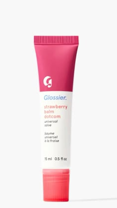 Glossier Strawberry Balm, Glossier Lip Balm Strawberry, Strawberry Balm Dot Com, New Sephora Products, Glossier Primer, Glossier Strawberry, Lip Gloss Strawberry, Sephora Wishlist, Balm Dot Com