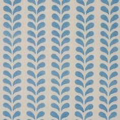 a blue and white wallpaper with leaves on it