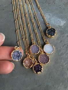 Grandmother Jewelry, Druzy Jewelry, Druzy Necklace, Druzy Quartz, Jewelry Crystal, Popular Jewelry, Stacked Jewelry, Quartz Necklace